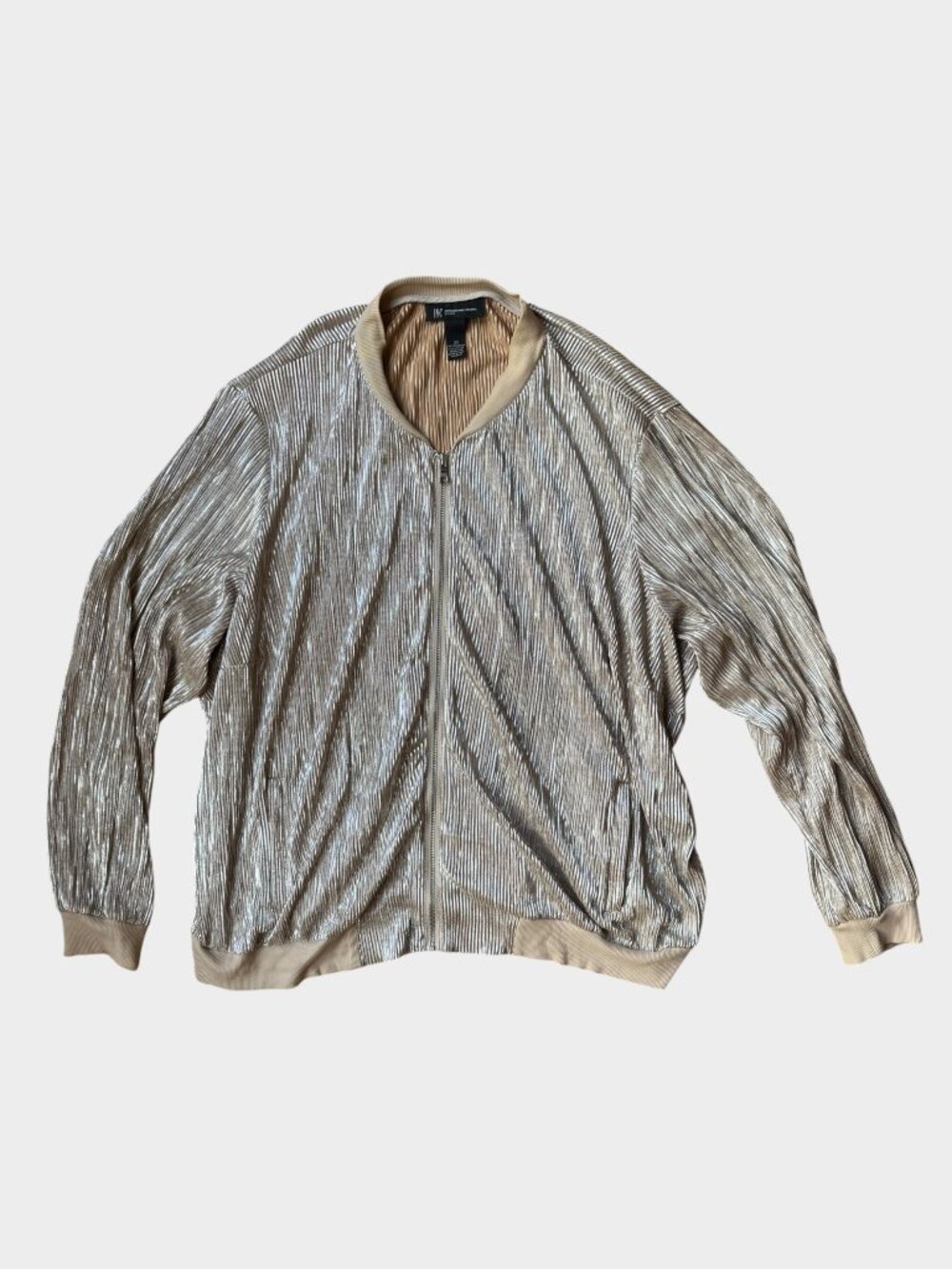 INC Woman Gold ribbed zip up bomber jacket - womens 3X